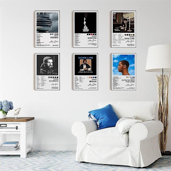 6-pack Drake Posters - Musik Albumomslag - Estetisk Väggkonst för Hemmet - Dekoration - Presenter - Oinramade