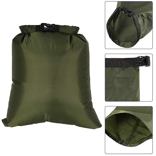 Vedenpitävä laukkusarja, 5 kpl kannettavaa suuren kapasiteetin yhdistelmäpussia (1,5 l + 2,5 l + 3,5 l + 4,5 l + 6 l) Ultralight kuivat säkit Ulkoiluvälineiden säilytyspussi retkeilyyn veneilyyn kajakkiin
