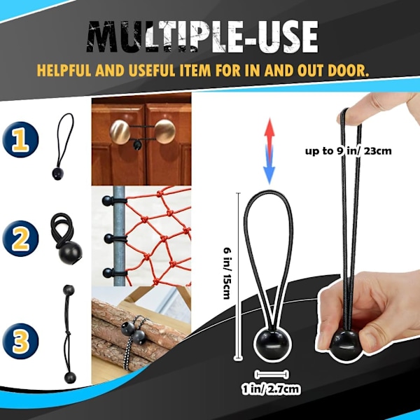30 Ball Bungee Cord 210mm Heavy Duty Stretch Cord Ball Set for Tarpaulin Tie Down Canopy Camping Tent Cargo Fixing Rope Hose Patio Umbrella Awning