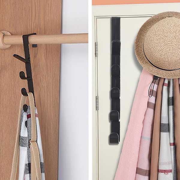 2 stk. Over Door Hook Multi-purposes Soveværelse Dør Hanger Ingen Boring Dør Opbevaring Hylde Dør Håndklæde Hylde Med 5 Kroge
