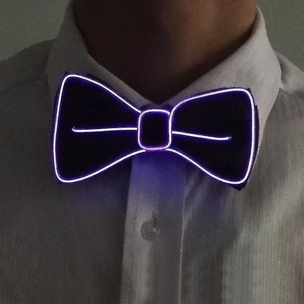 Led menn sløyfe slips lysende blinkende til julaften festdekorasjon Purple