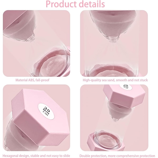 Timeglas Sand Timer, Sand Timer, Timeglas Børn Timeglas Timer Timeglas Sæt Farverigt Sandur Køkken Timer Pink 30 min
