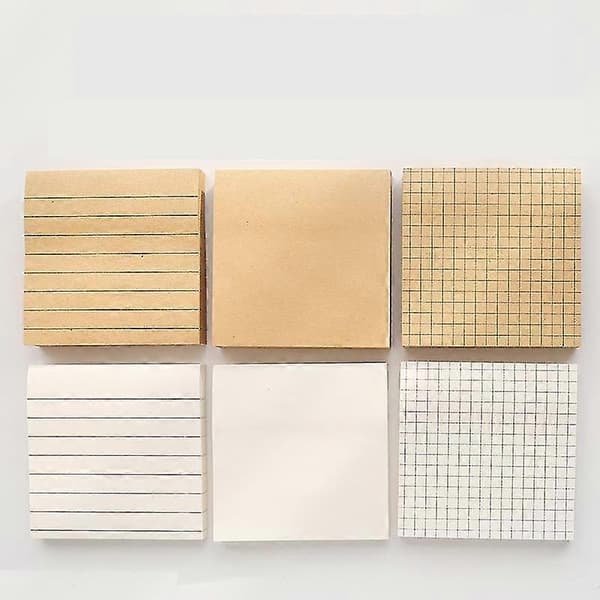 12 stk. Noter, Sticky Notes Blok, Memo Notes Blok til Noter, Simple Assorterede Sticky Notes, Hvide og Brune Ternede Post-it Notes, To-Do Liste Firkantet Memo Pa