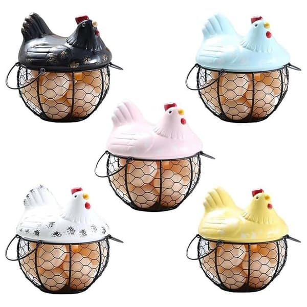 Eggholder - Eggstativ - Eggkurv - Eggoppbevaring - Eggboks - Eggoppbevaring - Fruktkurv i metall - Svart