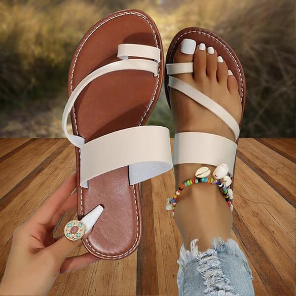 Dame ensfargede flip-flops Kvinner Plus Size flate sandaler Egnet for strandbruk White 43