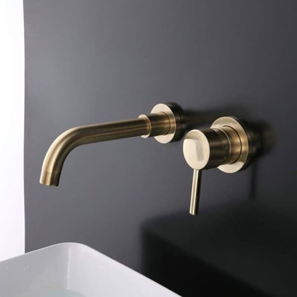 Väggmonterad badrumsblandare – LUSKYKA® – Mässing – Borstad guld – Väggmontering – Modern design – Ettgreppsblandare