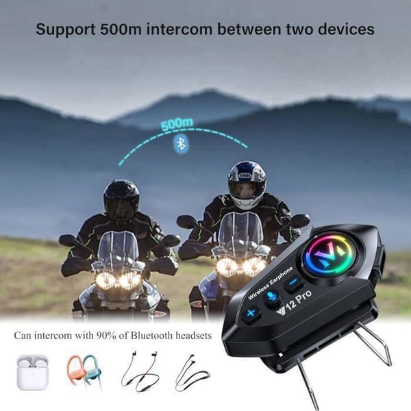2 x Motorcykel Bluetooth Intercom Kit 5.4 Dubbelchip Motorcykel Kommunikationssystem med Ljud Multitasking, 500m Räckvidd