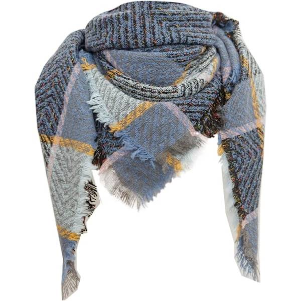 Dames Efterår Vinter Sjal Klassisk Tassel Plaid Sjal Varmt Blødt Chunky Stort Tæppe Wrap Shawl Sjal Cirkel Sjal (Blå)