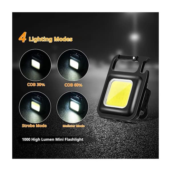 Mini LED arbeidslys, 4 inspeksjonslys med magnetisk krok, 4-modus COB lommelykt