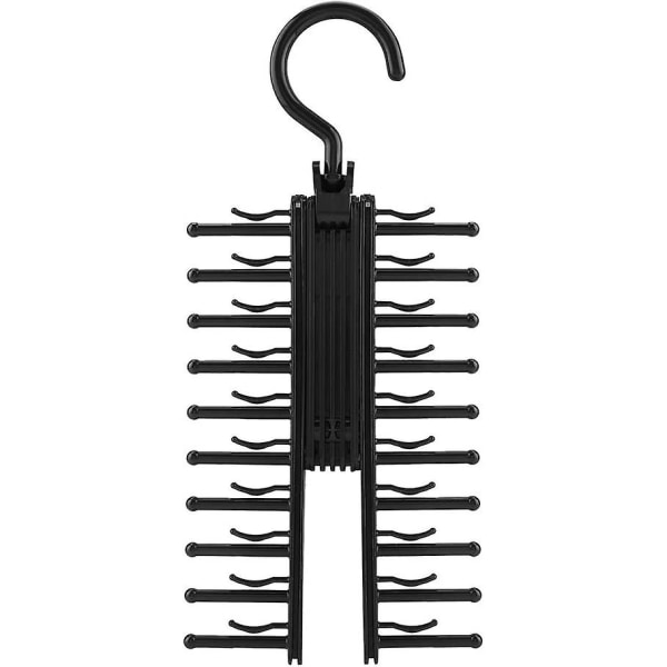 20 Slips Hanger Holder, Justerbar Slips Stativ Bælte Skærv Hook Hanger Holder Organizer Med Anti-Slip Clips Til Slips, Bælte, Skærv Sort 1stk