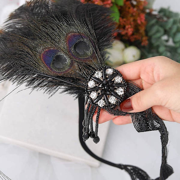 1920-luvun hiuspanta, Crday Feather Crystal Vintage Roaring 20's Headpiece -lisävarusteet
