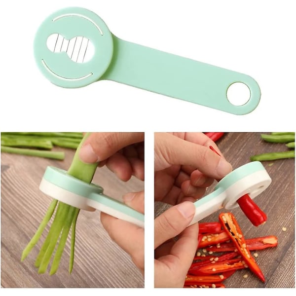 Køkken Gadget Multifunktions håndholdt grøntsagshakker til grøntsagsbønne linser skærer Køkkenværktøj (2 stk, grøn)