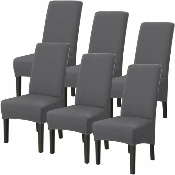 6-pack tvättbart universellt stolsöverdrag i stretchmikrofiber - grey