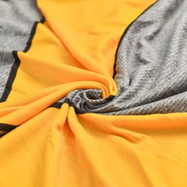 Töjbart L-format hörnsofföverdrag (3+2 sits), elastiskt möbelskydd i polyester - 2-delat set Jaune+Gris