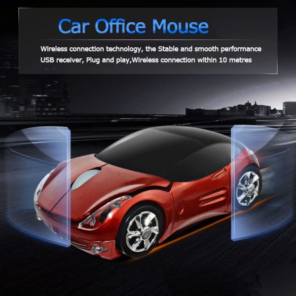 Langaton hiiri, 2.4G langaton hiiri USB -vastaanottimella, langaton auton hiiri Optinen hiiri 1600 DPI kannettavalle PC Tablet Gaming Office (punainen)