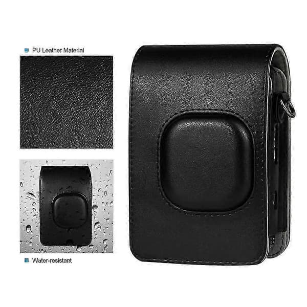 Kameraväska för Mini LiPlay PU-läderskydd med axelrem Shadow black