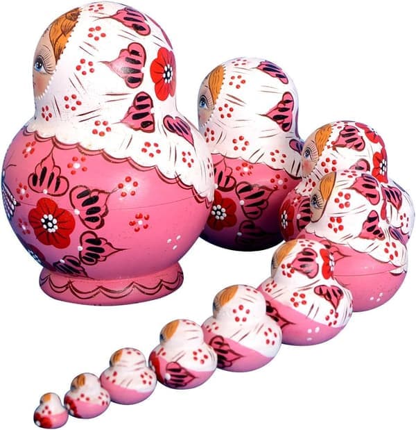 Märke av ryska dockor (matryoshkas), 10 st, handgjorda, boreal lind, presenter, leksaker?