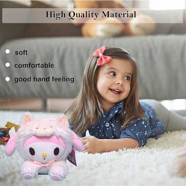 My Melody Cinnamoroll Plyschleksak Cartoon Söt Stoppade Djur Anime Kawaii Söt Plysch Mjuk Plyschdocka Flickdocka Leksaker Presenter till Barn Fans (9 tum-My Me