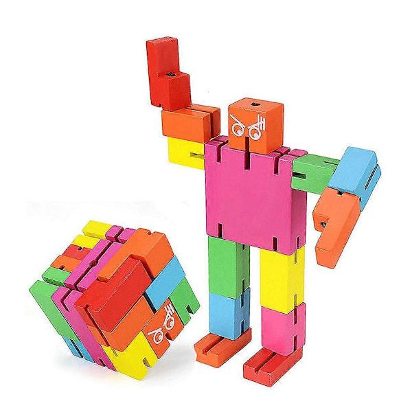 Bästa Erbjudandet-Multifunktionell Färg Trä Rubiks Kub Robot Barn Pedagogiska Leksaker
