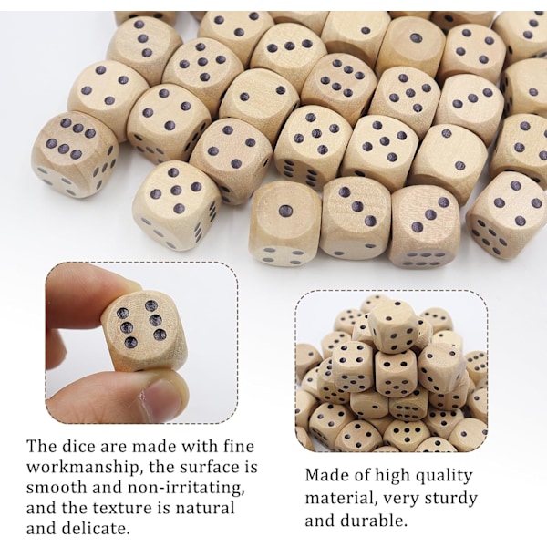 40 stycken 16 mm tärningar trä 6 sidor spelkuber trä tärningar standard spelkub för brädspel bordskort brädspel kortspel sällskapsspel