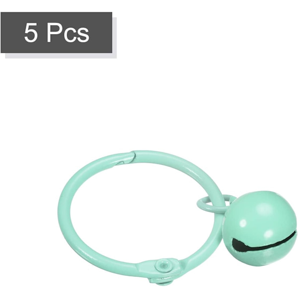 10 st nyckelringar med klockor, 30 mm/0,51 tum diameter jul bjällra husdjursklockor i rostfritt stål nyckelring för DIY-hantverk, fest, väskor hängande berlock Light Green