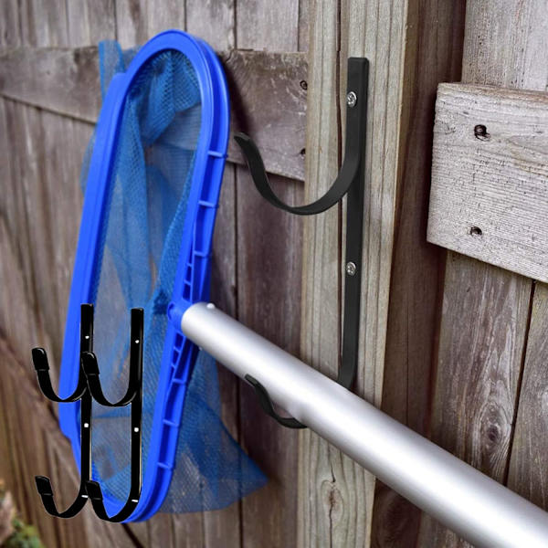 Sæt med 4 Poolstangkroge, Svømning Metal Stativ Pool Krog Kroge med 8 skruer, Have- og Pooltilbehør.