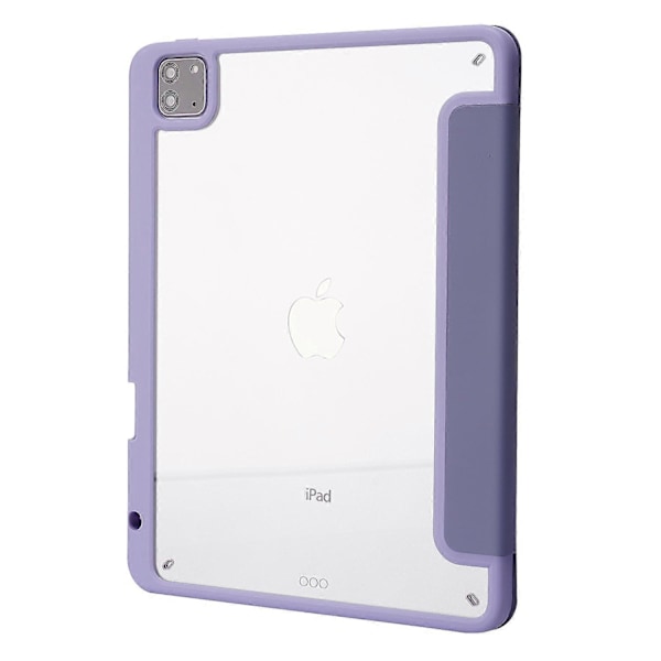 Tablet Cover til iPad Pro 12.9-tommer (2021)/(2020)/(2018) Auto Wake/Sleep Origami Stand PU Læder + Akryl Cover Purple