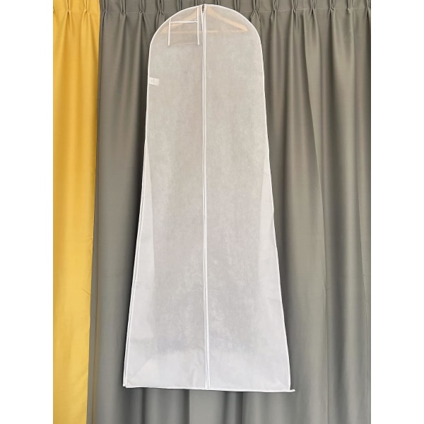 2-pak 72 tommer hvid åndbar brudekjole opbevaringstasker Æskebetræk Lange brudepige- Beklædningstasker i fuld længde, til tøjtasker hængende