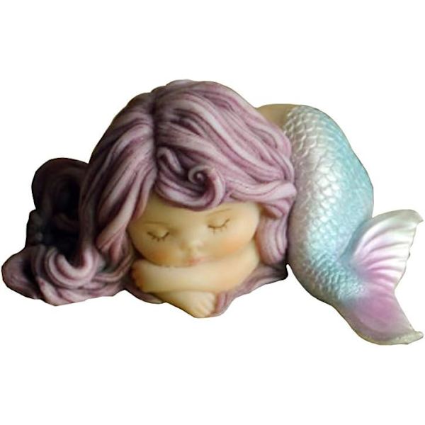 Miniatyrträdgårds sjöjungfrufe-statyer - Dröm sjöjungfru Thinking Mermaid