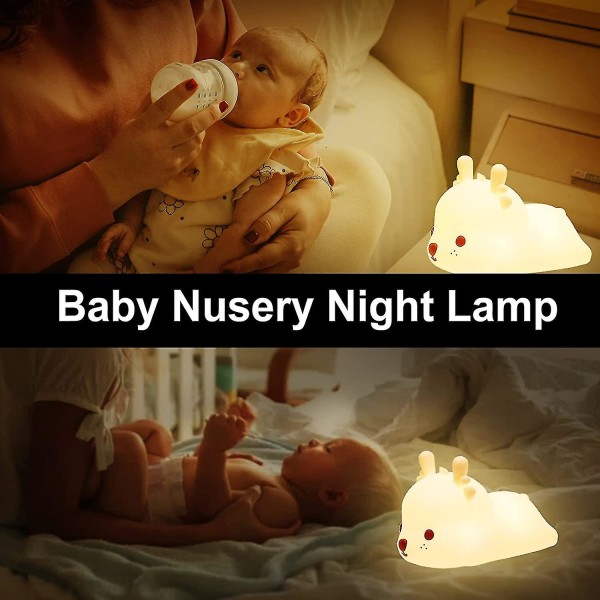 Hjortenatlampe til børneværelset, bærbar silikone babynatlampe, 7 farver genopladelig babynatlampe