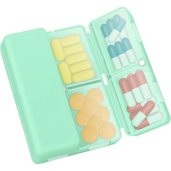 7-dagars pillerlåda, case, [vikbar design][stor kapacitet] Bärbar pillerbehållare för vitaminer, mintgrön