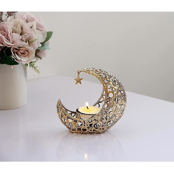 Yaju Metal Måne Tealight Lysestage Stativ Dekorativ Tealight Lysestage Te Lys Bakke Til Hjem /have /bryllup (guld)(1stk)