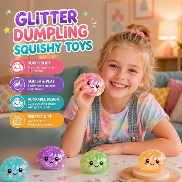 12 st Glitter Dumpling Squishy, 2026 Uppgraderad Mini Squishy Dumpling Leksak, Söta Stressbollar Fidget Sensoriska Leksaker, Julstrumpfyllning