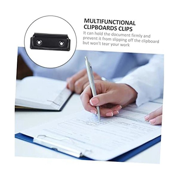 15 stk. Stationære pladeholder i rustfrit stål clips lommemapper kontormapper sort monterbare klipsmapper clips fil