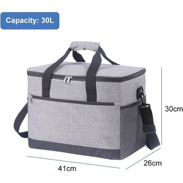 40×26×30cm Isoleret Madpose / Køletaske – Vandtæt – Til Indkøb, Grill, Camping, Rejser – Sort