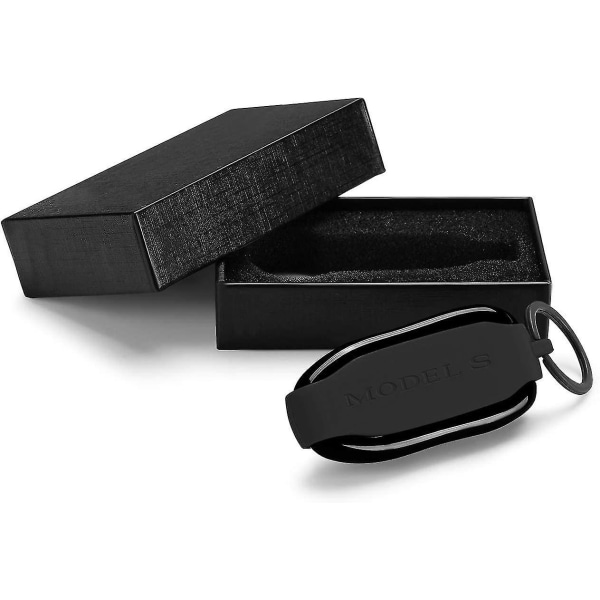 Nøkkeldeksel for Tesla Model S, Silikon Bilnøkkelring Nøkkeldekselbeskytter Veskeholder med nøkkelring for Tesla Model S Tilbehør (svart, Model S)
