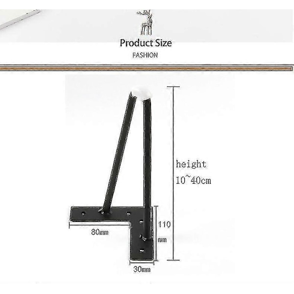 10cm-40cm Bordben i jern Skapføtter Hårnål Skrivebordsben Metall Møbelfot 1 stk Black 35cm