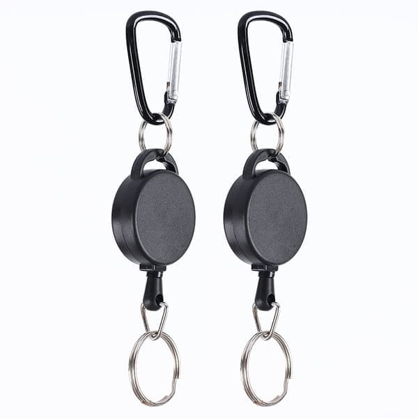 Infällbar nyckelring med karbinhake 2-pack Svart Svart