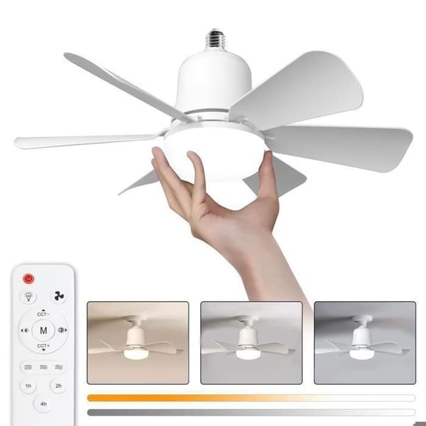 30W loftventilator; E27 fatning; dæmpbar LED; 3 hastigheder; 6 blade; velegnet til soveværelse og stue