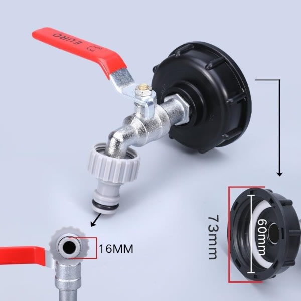 IBC tank adapter IBC kobling IBC tilkobling IBC tank adapter - 3/4 nickel-plated brass and plastic