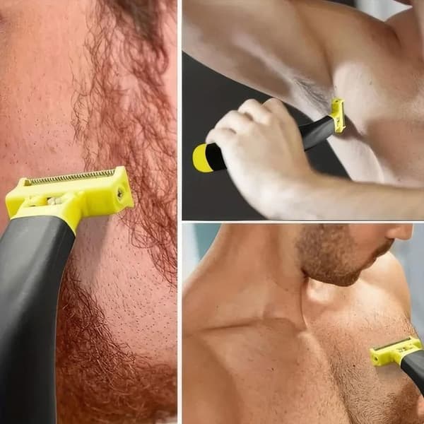 Skægtrimmer til mænd, elektrisk lyskeepilator, barbermaskine til kvinder, sort og gul, ABS-AquaForge