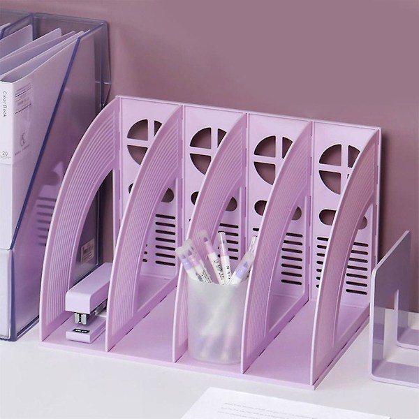 Multifunktionell Filhållare Dokument Tidningsorganisatör Stående Bokstöd för Hemmet Temperament Purple Four grid