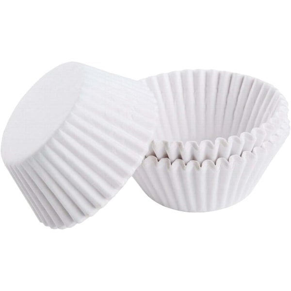 100 stk. hvide cupcake papir engangs små muffin cupcake wrapper papir kasser til dekorationer, fødselsdagsfest, feriebryllup