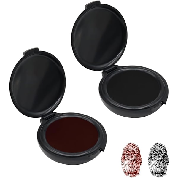 Tumfärgsplatta, fingeravtrycksfärgsplatta, fingeravtryckssats för identifieringssäkerhets-ID fingeravtryckskort brottsbekämpning fingeravtryckstämpel bläckplatta 1 Black+1 Red