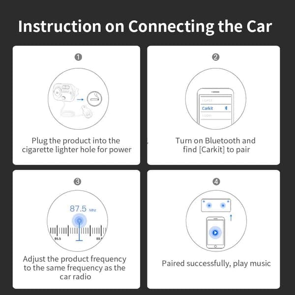 INF Langaton FM-lähetin autoon Bluetooth 5.0 QC3