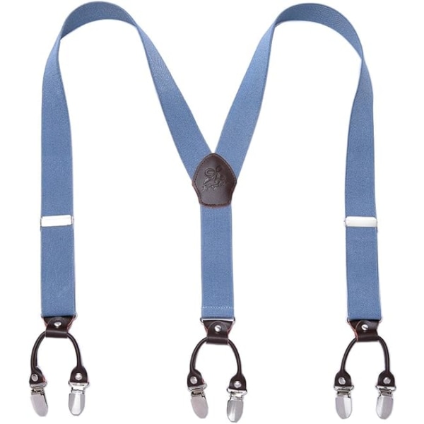 Herre Seler Y-Style Seler One Size Justerbare Suspender Bukseseler Salopette Seler Stærke Metal Clips Herre Seler (Blå)