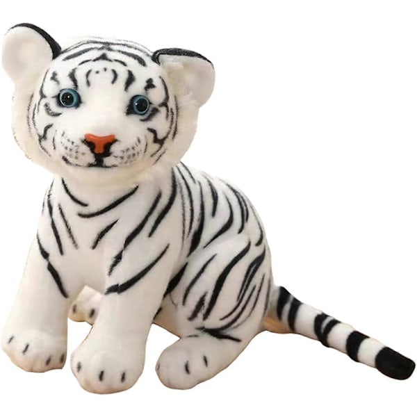 Mjuk Tiger Gosedjur Plyschleksak Tiger År Plyschleksak Fyllda Plyschdockor Söt Tigerform Djurgåva för Vuxna Barn Baby (Vit, 23cm) White 12.52 x 7.64 x 7.24 inches
