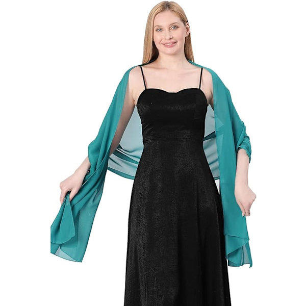 Gennemsigtige bløde chiffon tørklæder og omslag til kvinder af Ladies, lette brudekjoler til aftenfest, tørklæde til brud (smaragdgrøn)
