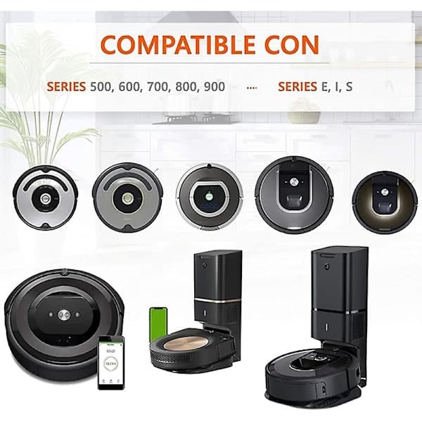 stk dæk kompatible med IROBOT ROOMBA Robot 500 600 700 800 I7 S9 Irobot DB Sort