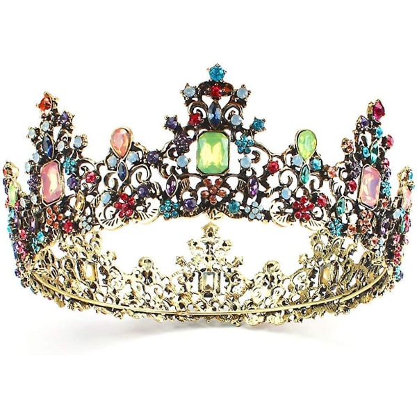 Tiara Crown, Queen Crown, Crystal Tiara Crown, Vintage Round Crystal Rhinestone